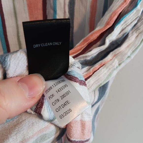 Torrid 00 Medium Large Abbey Gauze Button Back Blouse Semi Sheer Multi Stripe - Picture 3 of 6